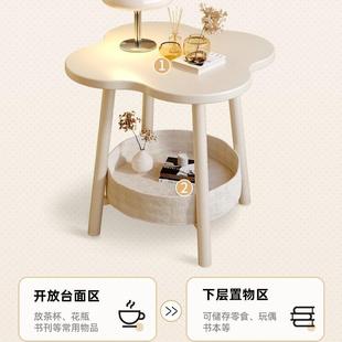 小型物架家用卧室意花822朵床头小边几 奶创油头风床柜2025置新款