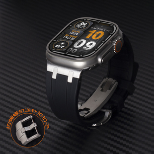 ERFG适用AppleWatch SE男高级49mm腕带 Ultra3代表带苹果S11手表橡树液态S10柔软硅胶运动iwatch9透气潮流个性