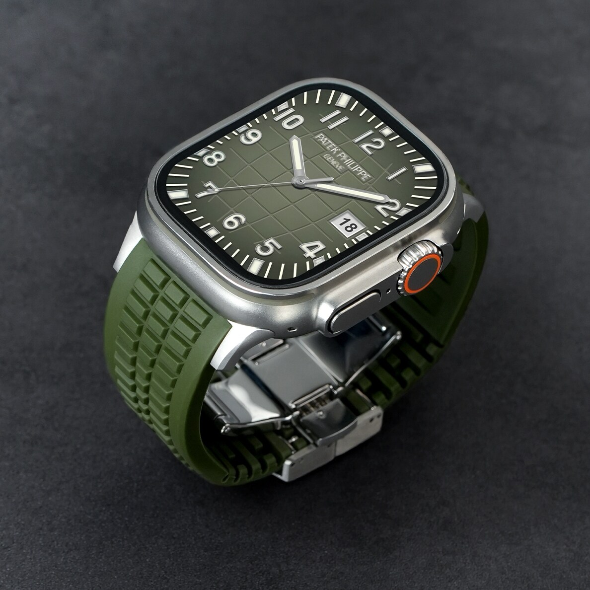 ERFG适用AppleWatch Ultra3绿手雷改装表带苹果S11手表保护壳高性能10高级感S9硅胶iwatch7男运动腕带49/46mm