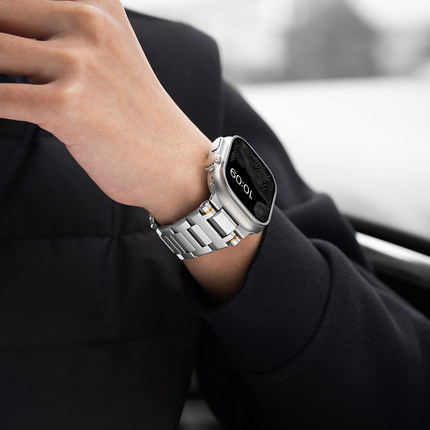 ERFG探索者适用Applewatch Ultra2金属不锈钢新款表带iwatch手表S9精钢表带高端苹果手表配件S10男款商务46mm