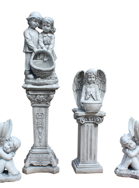 欧式花盆罗马柱摆件天使雕塑庭院别墅阳台花园婚庆婚礼装饰摆件