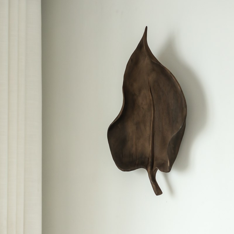 树叶形状墙面装饰手工雕刻艺术装置民宿酒店高级感家居饰品