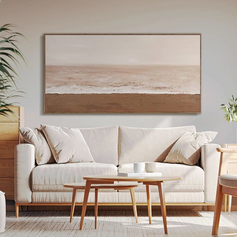 日式原木风抽象侘寂风客厅装饰画沙发背景墙挂画横幅卧室床头壁画