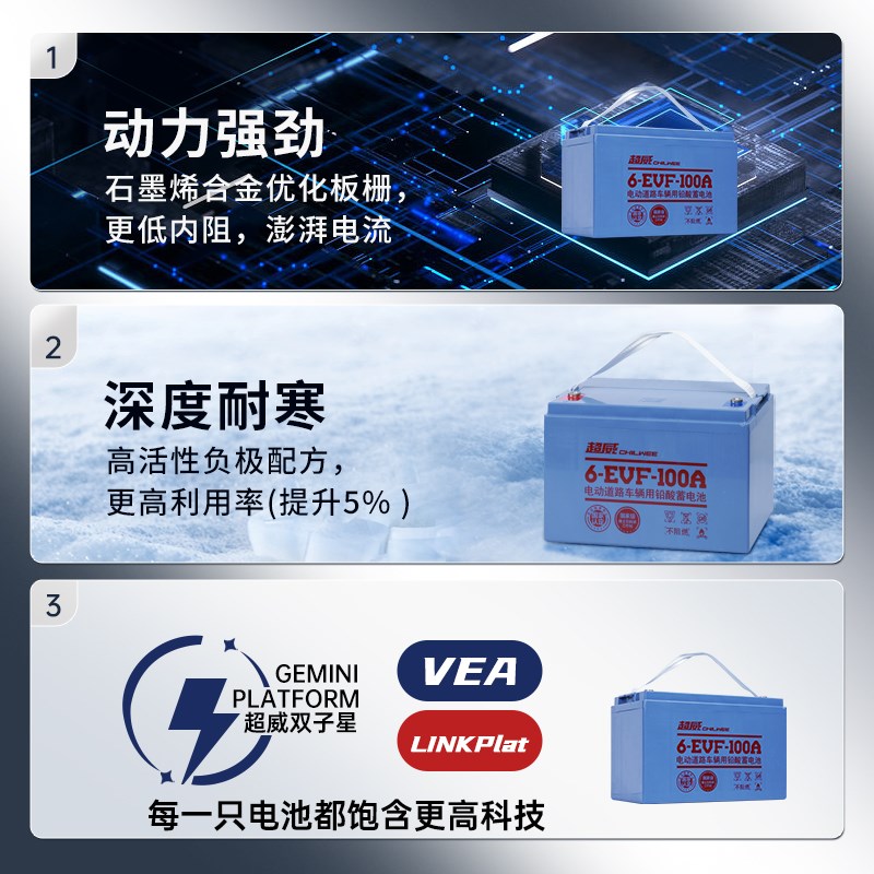 超威新能源电池环卫车巡逻车新能源车升降平台叉车三轮车适用