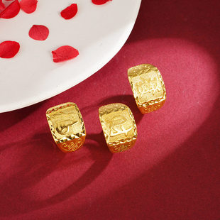 越南沙金发字福字活口戒指财字吉祥图案中国风男女款锡金戒指百搭