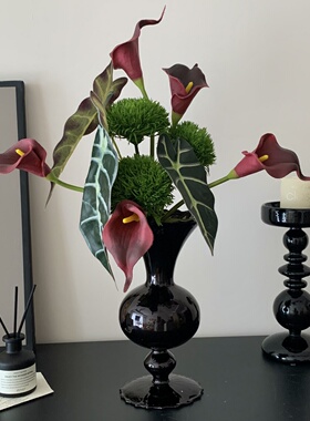 仿真花马蹄莲龟背叶花束小众摆件