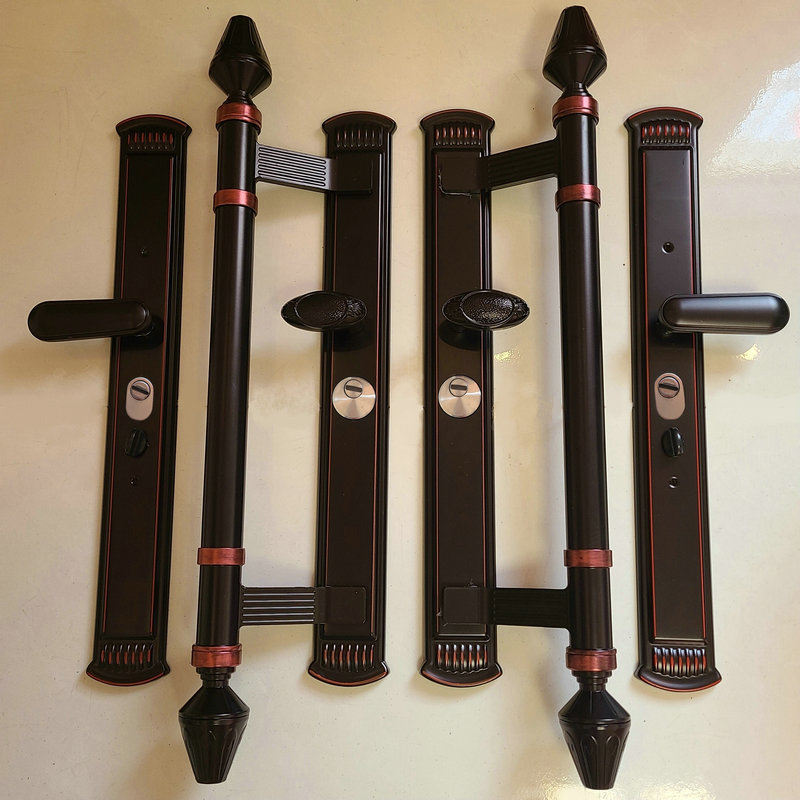 农村大门锁把豪华别墅对开门双开门防盗门把手大门拉手锌合金手把