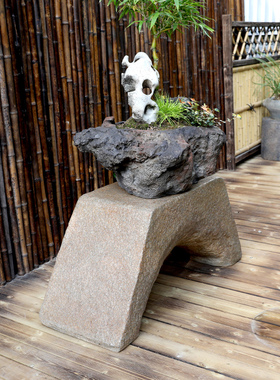 新中式祥云展示柱仿古落地摆件客厅玄关装饰摆设庭院花园盆栽底座