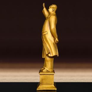 黄铜毛主席站像摆件为人民服务毛泽东伟人挥手铜像办公室玄关装饰