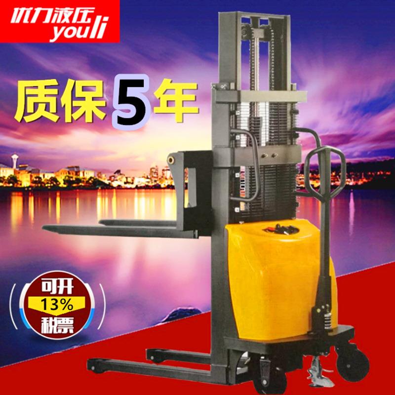 半电动堆高车小型电力电动叉车升高搬运车推高车电动铲车提升机举