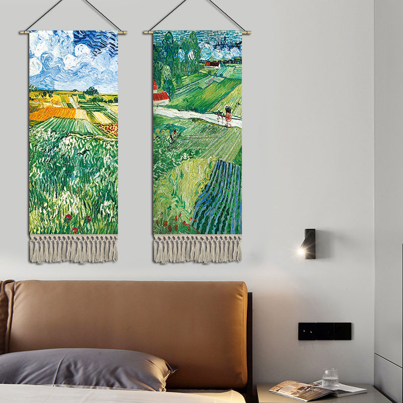梵高油画挂毯布艺卧室床头沙发背景墙装饰画民宿客栈挂画玄关布画图片
