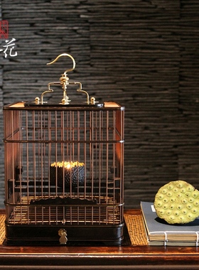 大相莲花新中式装饰鸟笼 家居软装装饰摆件 样板间书房精致鸟笼
