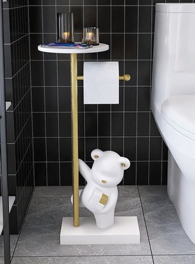 创意卫生间卷纸架摆件厕所免打孔马桶边家居装饰品魔方熊置物架子