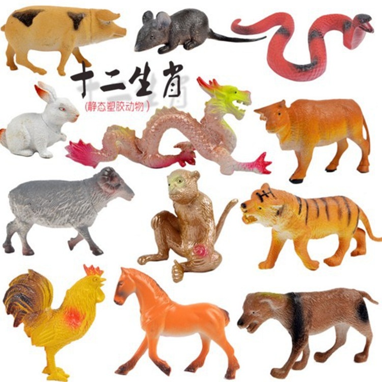 12生肖仿真动物模型玩具 地摊玩具·软胶仿真动物静态模型玩具