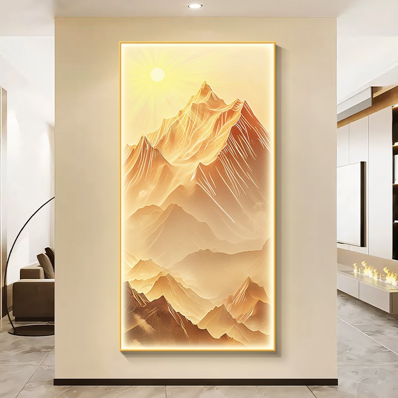 金山画靠b山图发光氛围感灯光画现代简约有山无水高级感玄关装饰