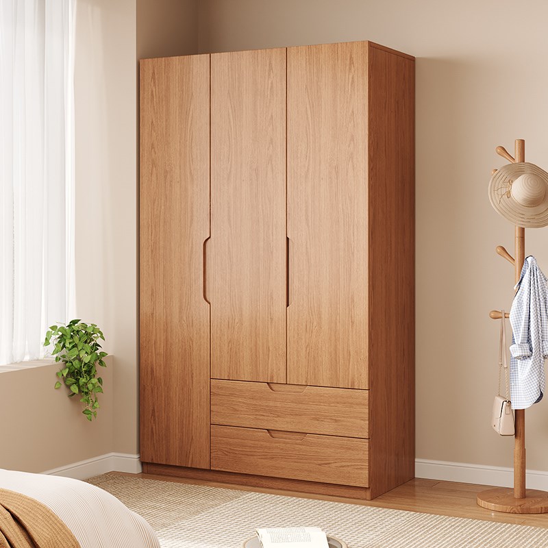 全橡木衣柜ENF级家用卧室原木风简约现代储物儿S童实木大衣橱定制