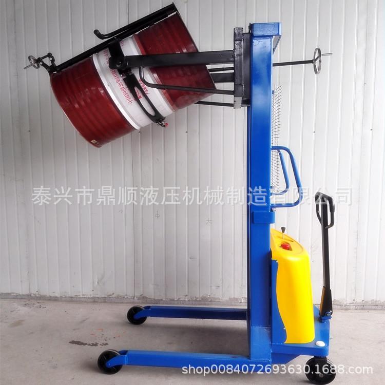 抱箍式500kg升1.6米电升手摇油桶堆高倒料车电动油桶翻转倒料机