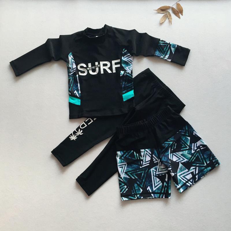 出口亲子泳衣母女温泉速干长袖分体中大童女孩男童潜水服一家四口