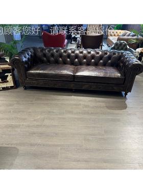 美式轻奢真皮发法式复古72126拉扣雪沙茄吧客油蜡皮会厅所中古风