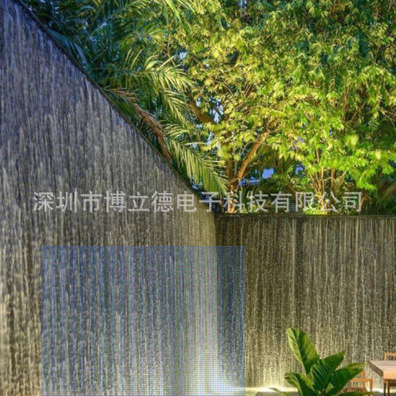 定制数字水帘庭院景观人工瀑布设计水景设计施工安装流水水幕墙