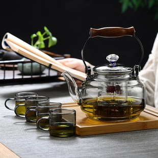 围炉煮茶壶透黑提梁壶玻璃电陶炉煮茶器炭火炉烧水蒸煮一体泡茶壶