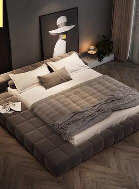 现代约简网红榻榻米人QHA双床1.8米意式布艺床主卧床床绒布床