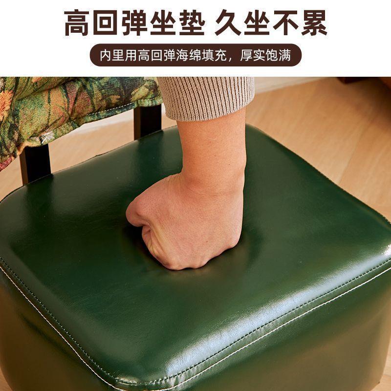 可移动沙发凳子家用靠背旋转椅软包溜溜凳实木带轮沙发凳靠背椅子