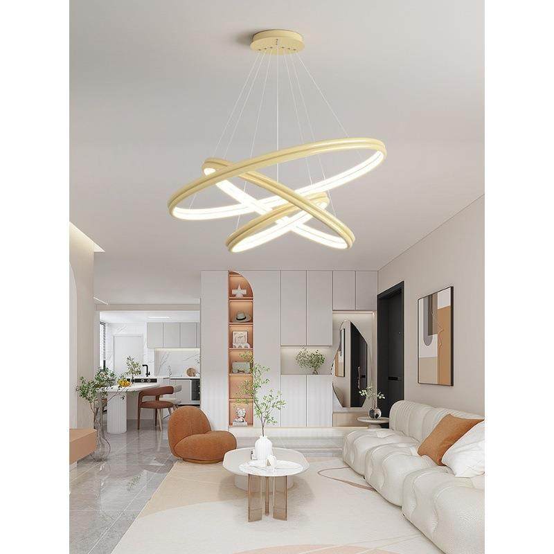 法环式奶油风客厅吊灯现代简大led餐桌饭厅灯护眼气灯351创约意圆,家装灯饰光源,智能吊灯,淘宝优惠券,粉丝福利购,淘宝优惠卷