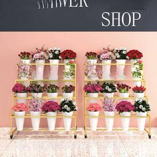 鲜花展示架花玫瑰花商多层鲜花摊架养花醒架花店花LLI桶摆花架房