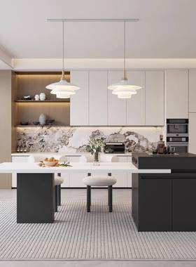 可伸缩岩岛台餐桌一板体家用房小户KRH型中岛台厨多功能意极简式