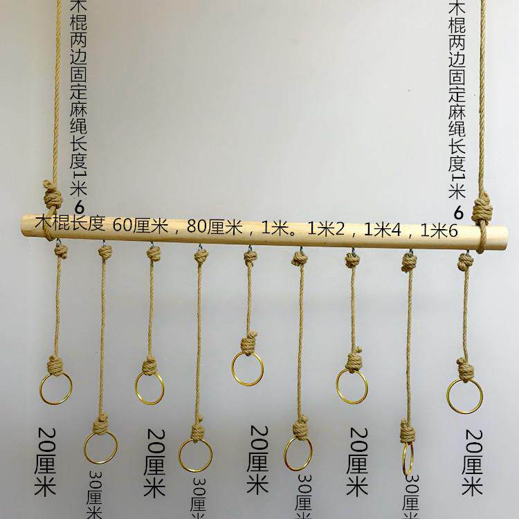 服装店麻绳挂复古吊环服装UGY架店吊铺装实木麻绳吊环架展示架吊
