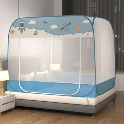 021385新款开蒙古包蚊帐2免安装双门拉加链方帐大密封儿童防摔蚊