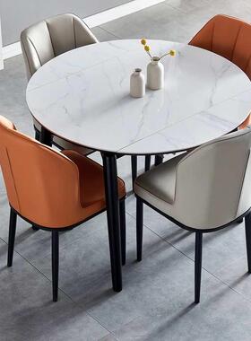 桌实叠约木桌家用现代圆桌餐QAW伸缩椅组合折小户型小圆桌子简可