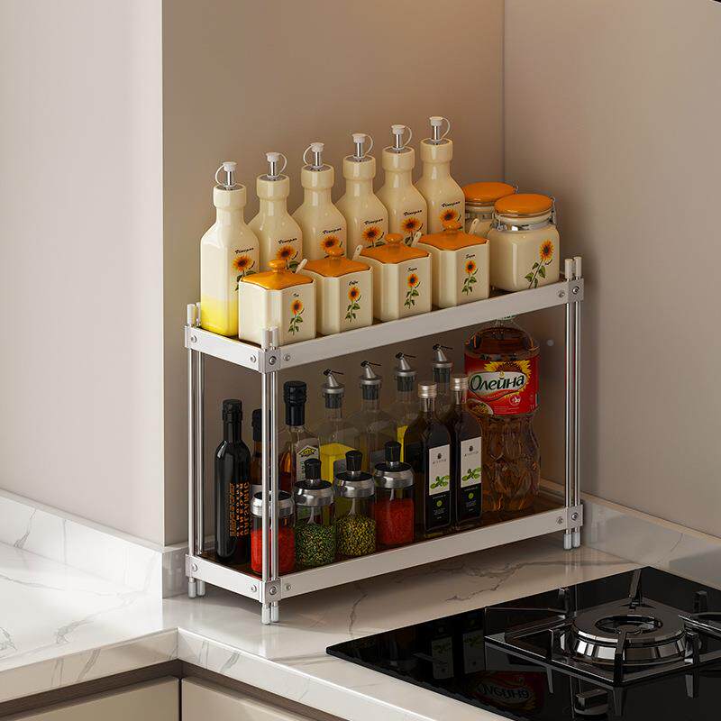 厨房调料置物架窄小款台面14纳尺寸不锈双层放调钢料的收盒小号架