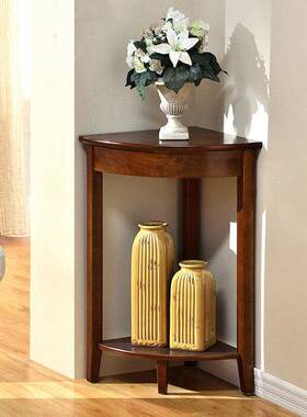 墙置物架角三子角架靠墙实木盆架两层拐角三角RGD形客花厅扇形转