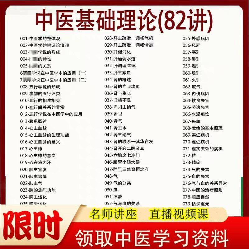 中医基础理论影片网课自学课程教程教学入门自学发网盘