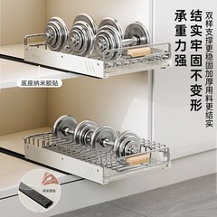 碗碟收纳架厨房免打孔抽屉式碗架拉篮抽拉碗柜碗盘防锈沥水置物架