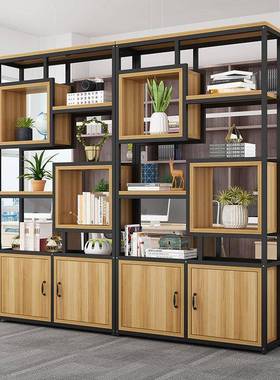 层铁艺书架屏风玄关隔多断柜空收纳展示架办QSV公镂室隔断置架物