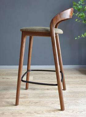 新中式木黑吧台椅现桃代简约高实147脚凳复古胡吧台凳轻奢前台酒