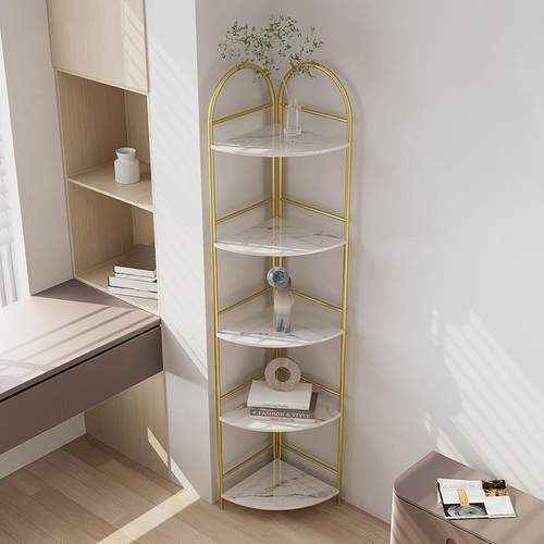 示轻奢转角置物架落地卧室三置物架艺收纳展ULE架墙角落多角层铁