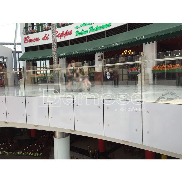 东出口悬挂侧装栏杆贸易楼梯8mm夹DMS-B212广胶白玻钢化玻璃夹玻