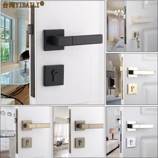 木锁执门手锁分体黑色静卧室门把手音具9664 家装 房门锁欧式 锁美式