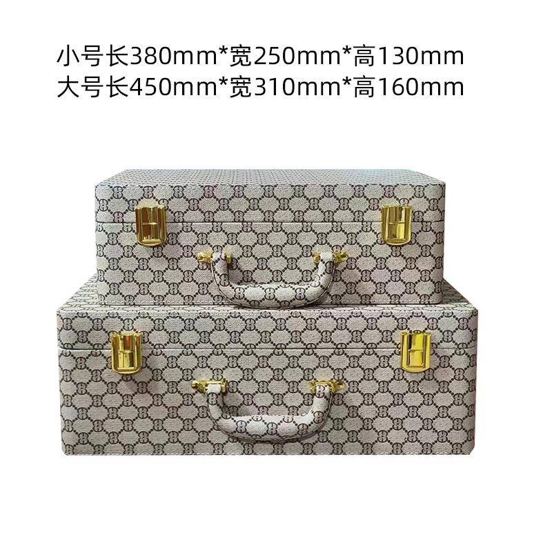 间轻奢复古皮花纹RLT手提箱质衣帽软装样板房收摄纳整理箱影道具图片