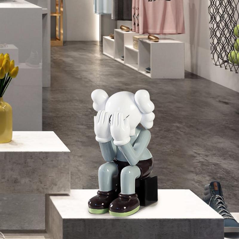 网红kaws公仔面潮玩考斯捂脸芝麻街存钱饰罐装客厅软桌玄关装A063