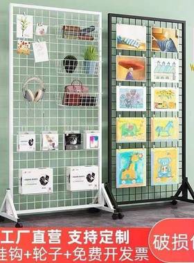 幼动儿园作示品展架立体移照片LHN影墙落地网格置物架摄书画收纳