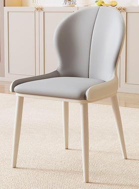 法式奶油餐椅厅餐椅酒店椅子现代简约网风餐桌红靠背椅轻HET奢梳