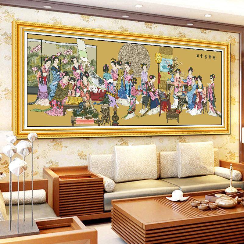 十字绣05新款客厅2大幅琴CNK书画十八棋钗美女图线绣自己绣非成2