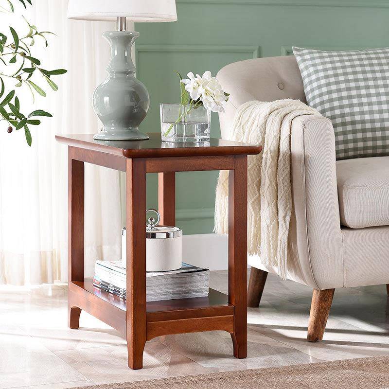 简实木边沙发边小桌客厅迷你角几窄约长茶几家用JLN边柜美式小几