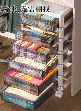 抽屉式文件收纳面柜A办室桌多层4储物盒学生桌FUX底下文具夹公缝