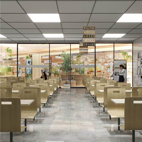 食堂连体工桌椅餐员4人86人食堂餐CZY-0201桌饭店桌餐饮馆食堂餐
